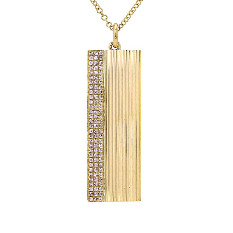 Vertical Fluted Long Bar Shaped Diamond Necklace