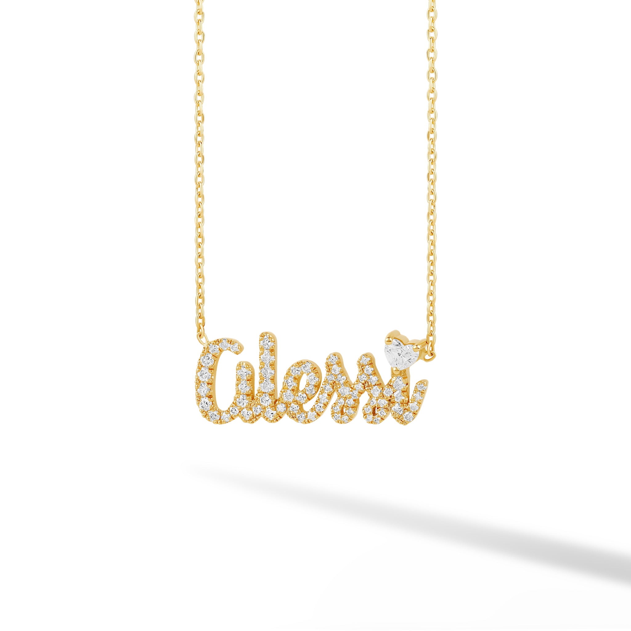 Diamond Custom Name Necklace with One Floating Heart Diamond – 770FJ