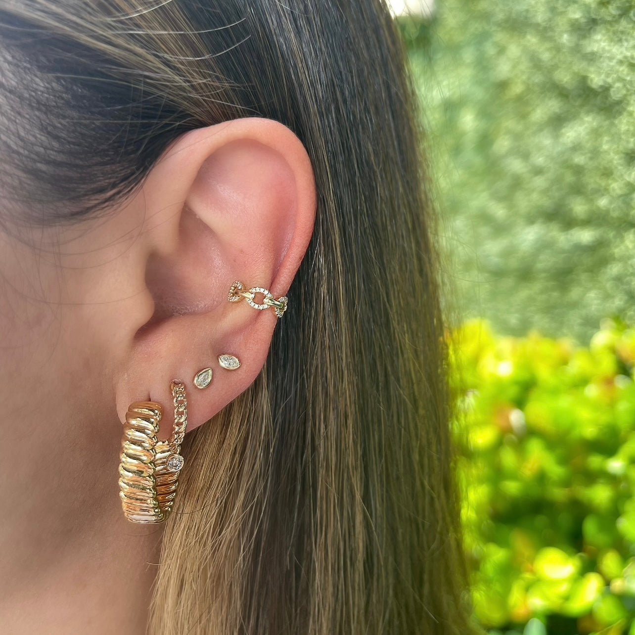 Pear Diamond Bezel Stud Earrings