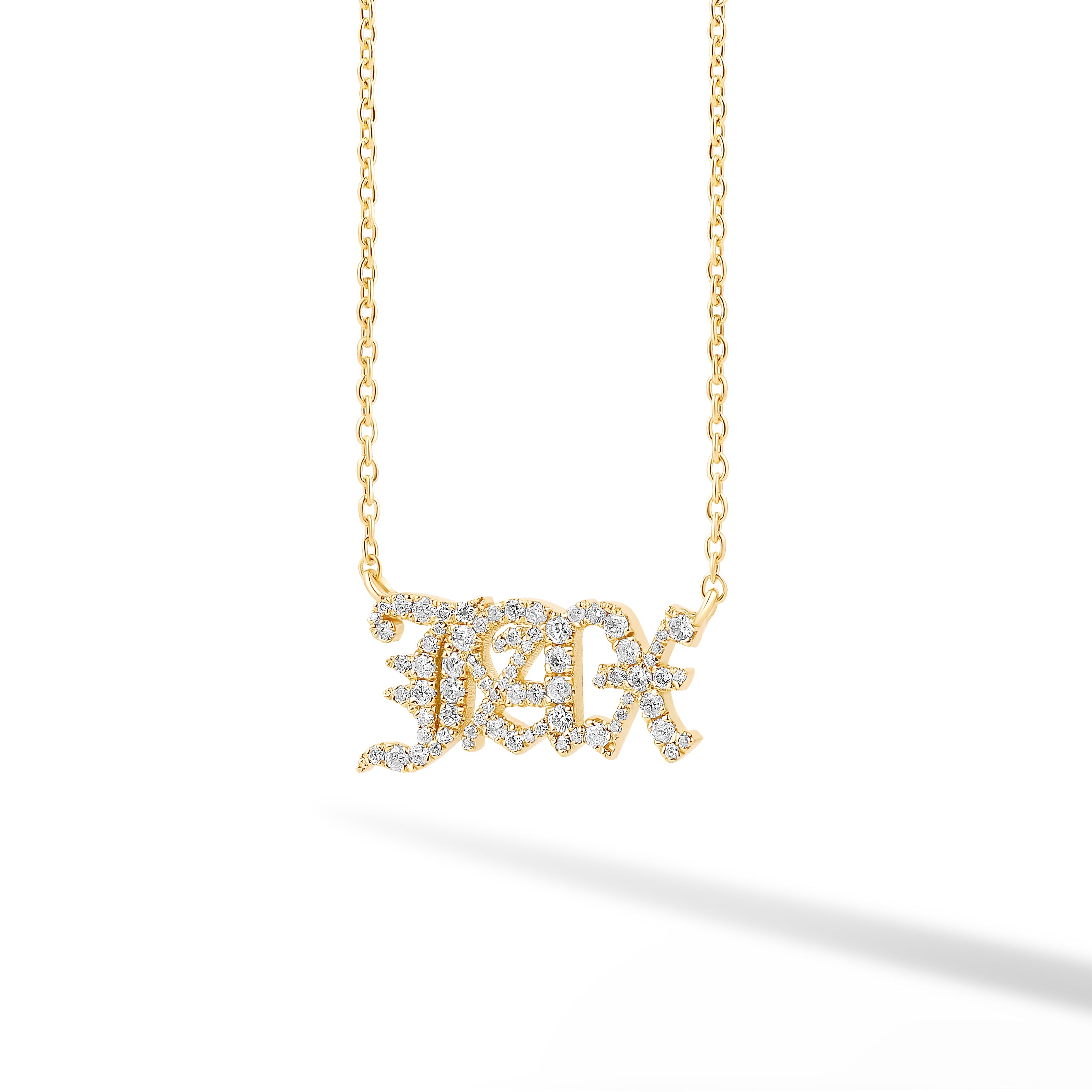 Gothic Pave Custom Name Necklace