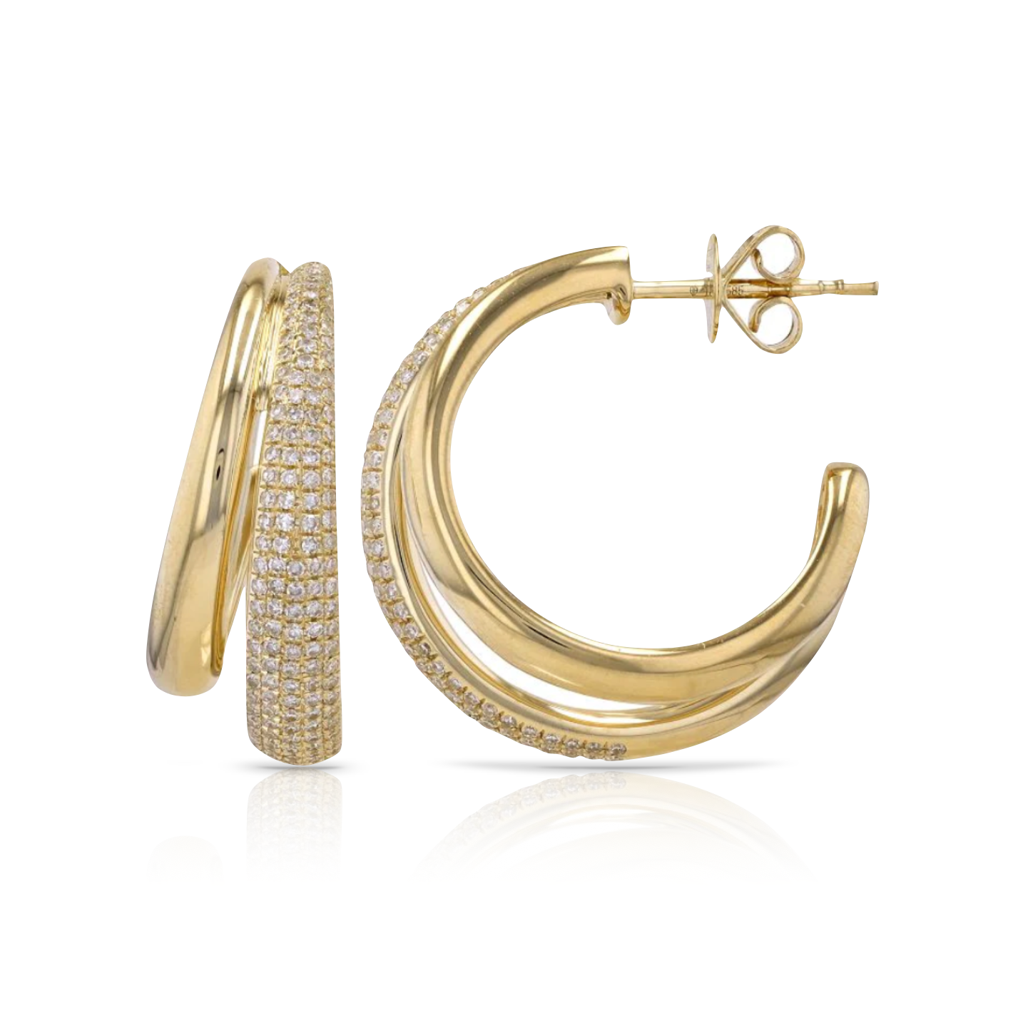 Domed Golden Diamond Hoops – 770 Fine Jewelry