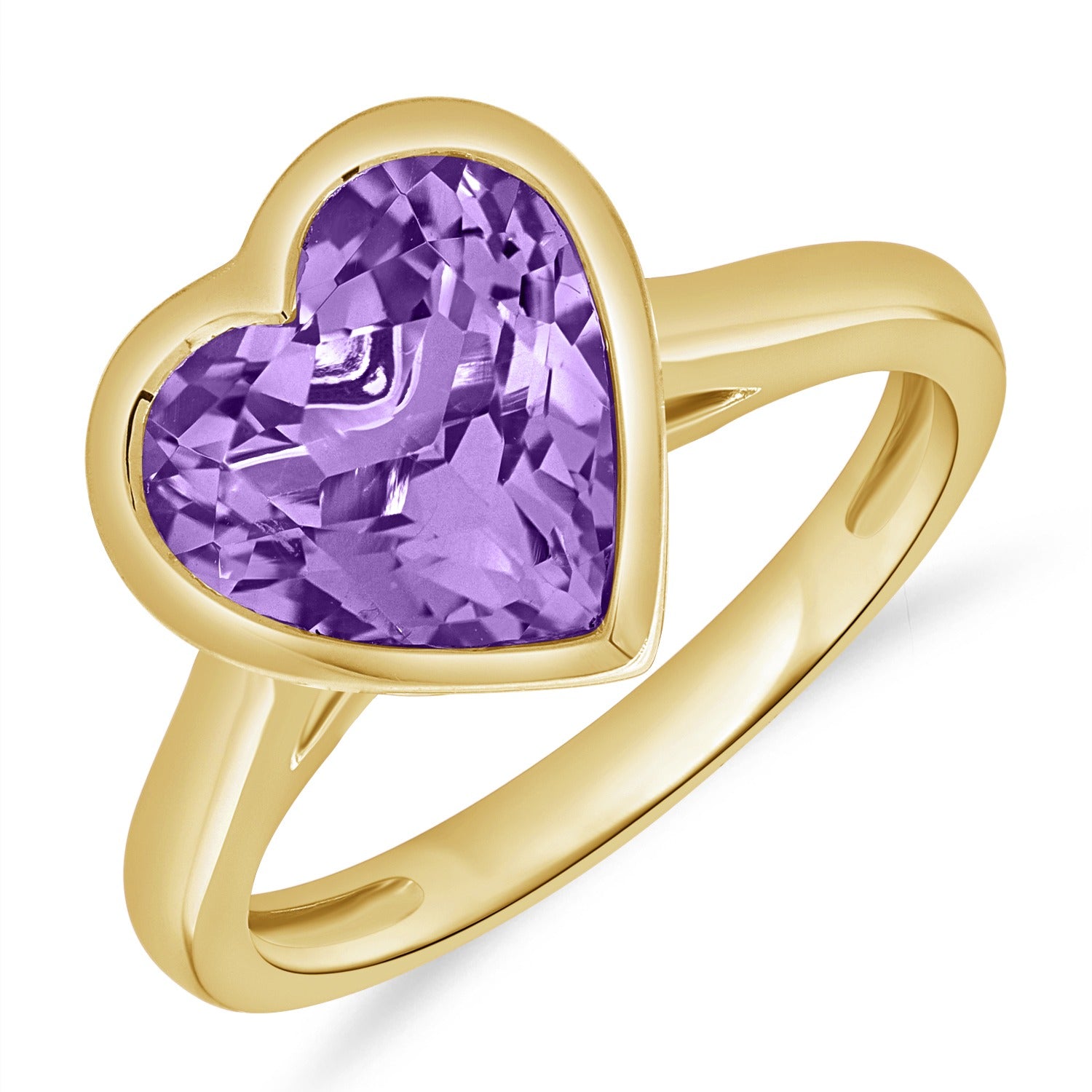 Amethyst Heart Bezel Ring Delicate Heart Shaped Amethyst Ring LUO