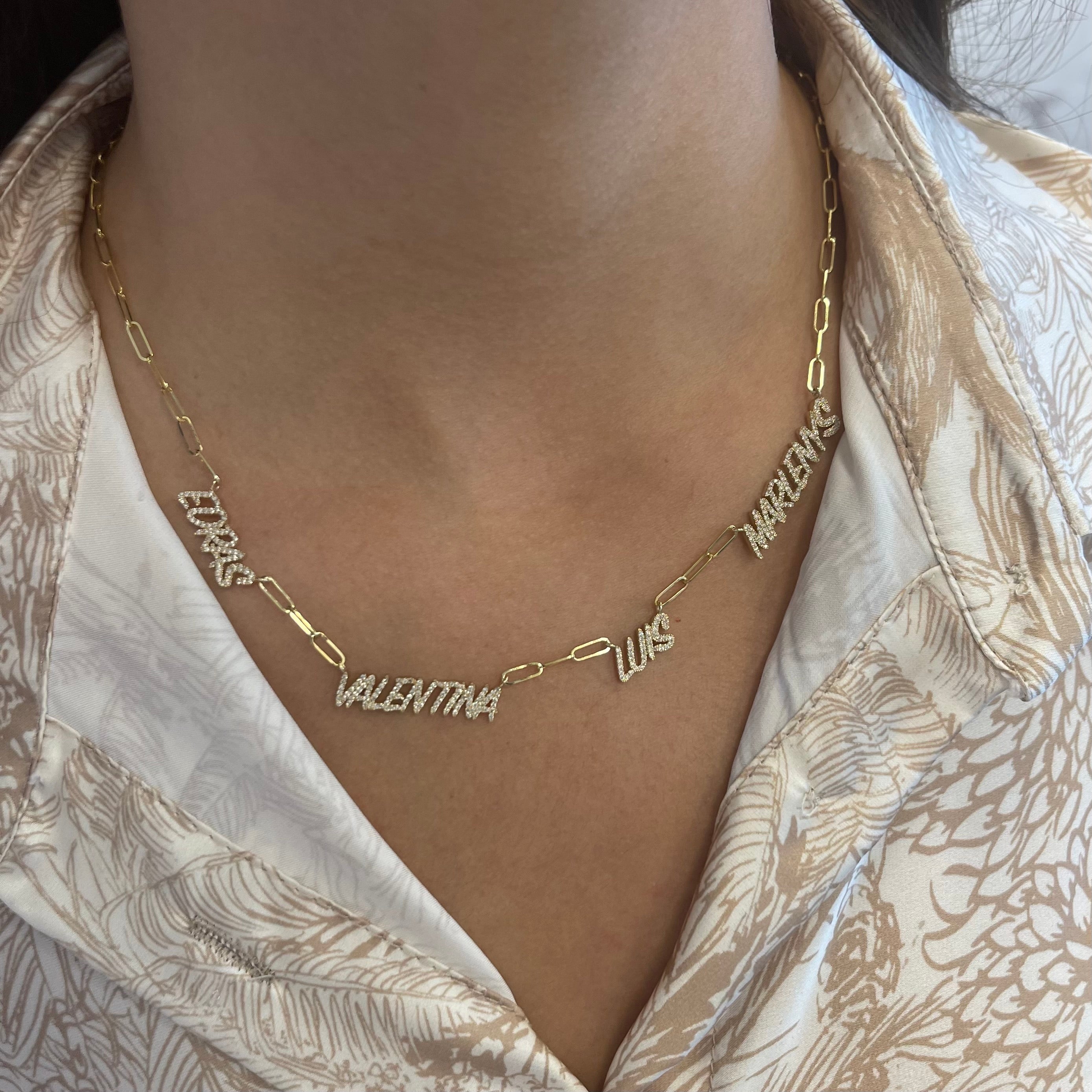 Custom Multiple Names on Thin Paper Clip Necklace