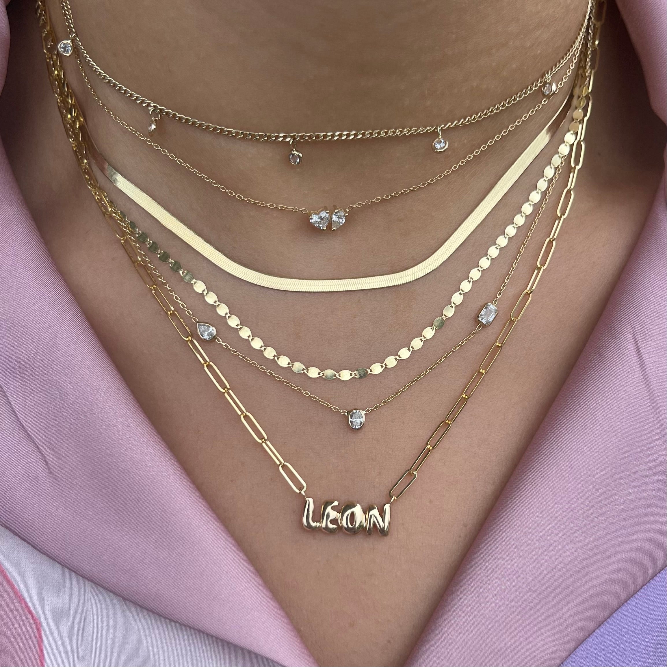 Helium Solid Name on Paperclip Necklace