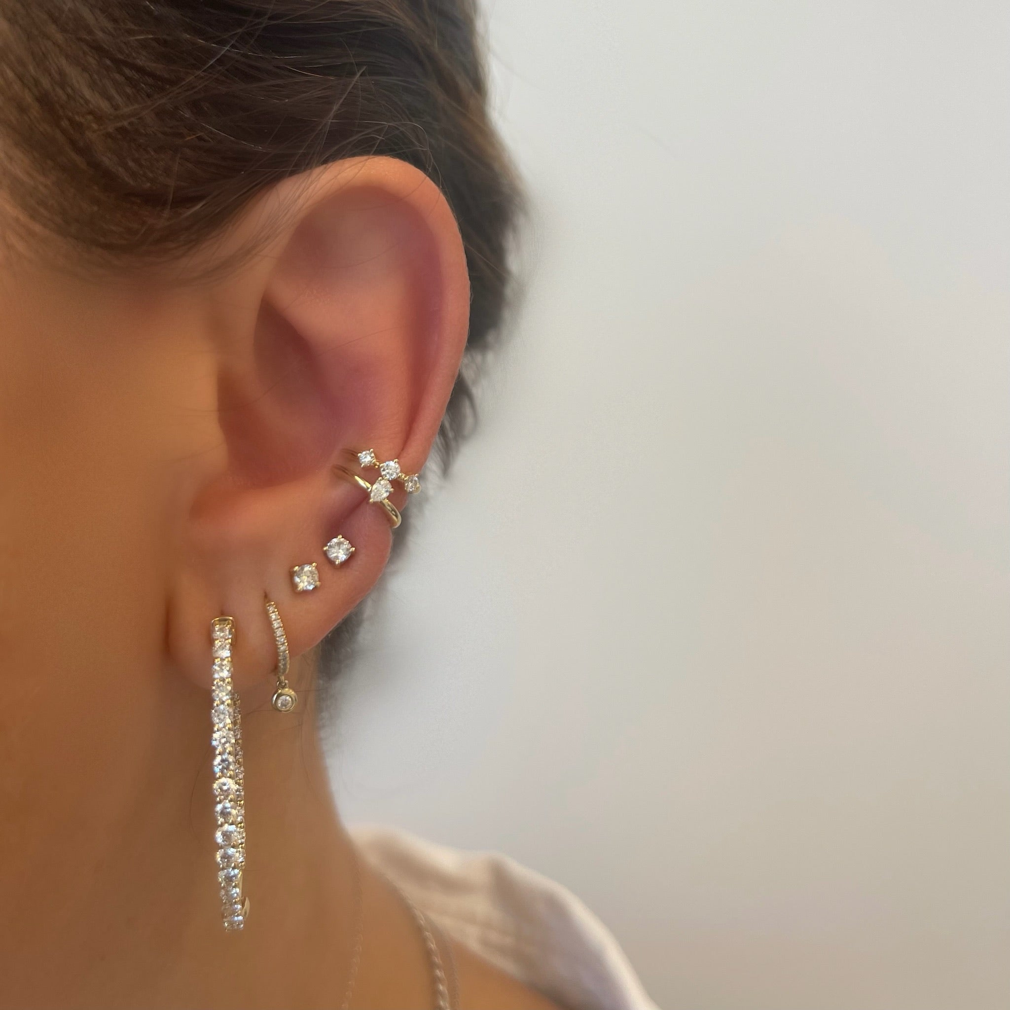 Solid Pear Diamond Ear Cuff (Single)