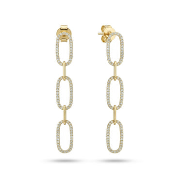Paperclip Gold Natural Diamond Earrings