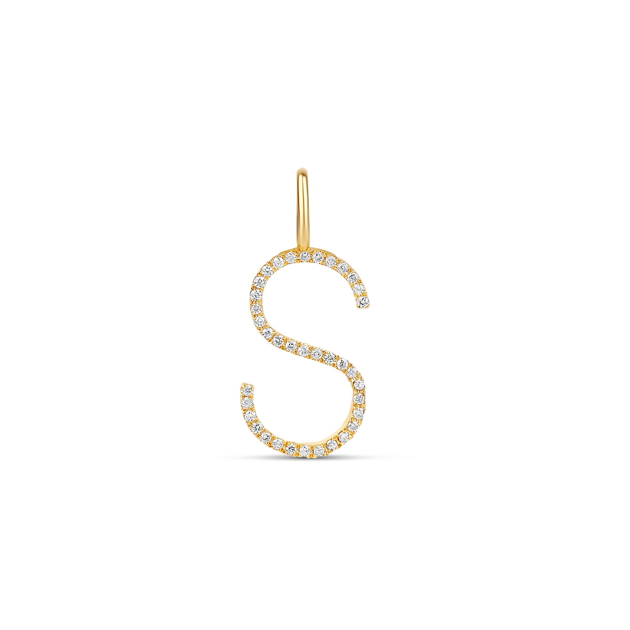 Oval shape initial charm, Letter necklace with diamond - Elegant