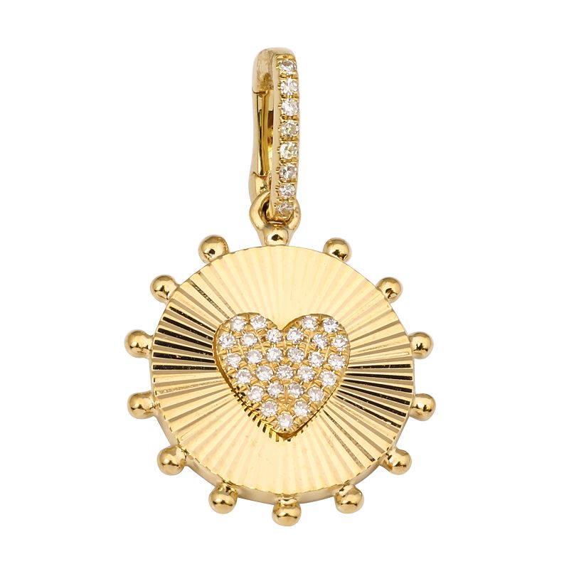 Small Round Diamond Fluted Heart Charm