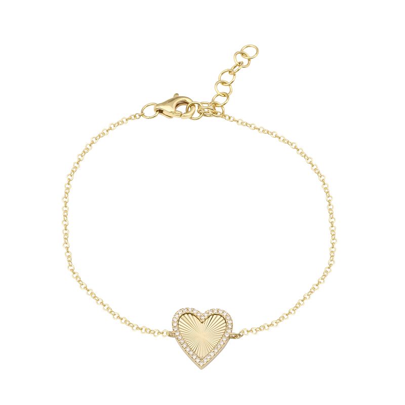 Fluted Diamond Heart Bracelet