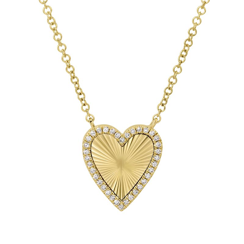 Fluted Heart Diamond Necklace