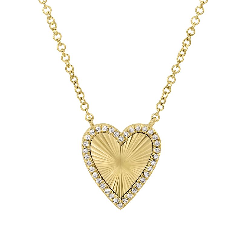 - Fluted Heart Diamond Necklace -
