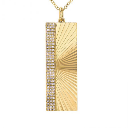 Fluted Long Bar Shaped Diamond Necklace