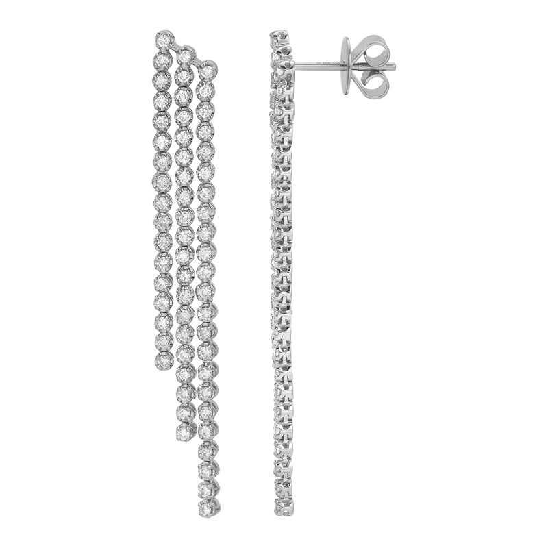 Straight Diamond Triple Drop Earrings