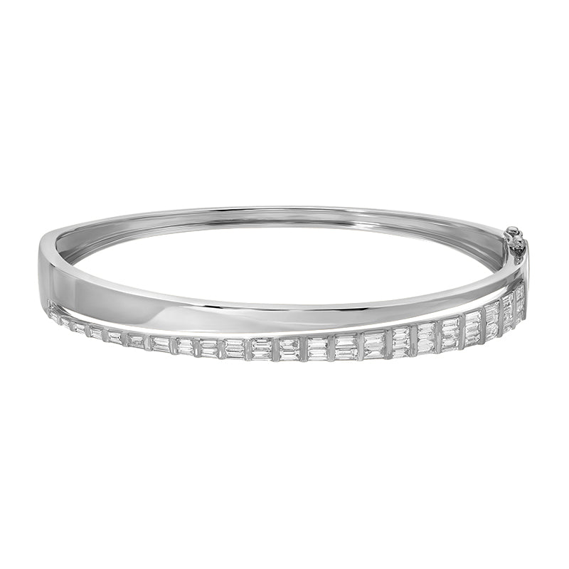 Half Baguettes Half Solid Split Bangle