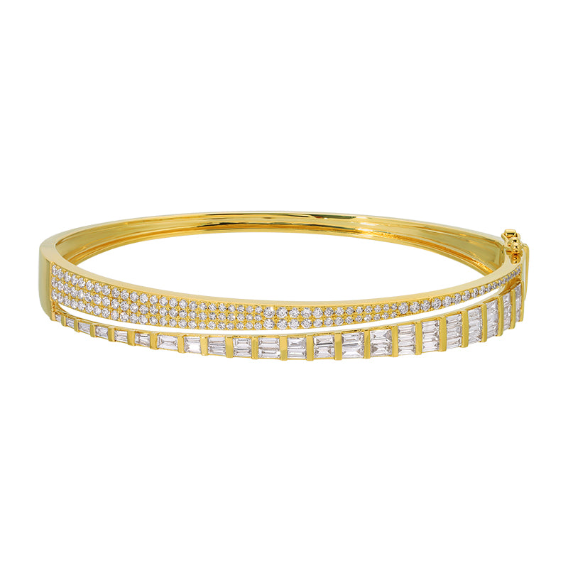 Split Diamond Bangle Half Baguettes Half Round Diamonds Split Bangle – 770 Fine Jewelry