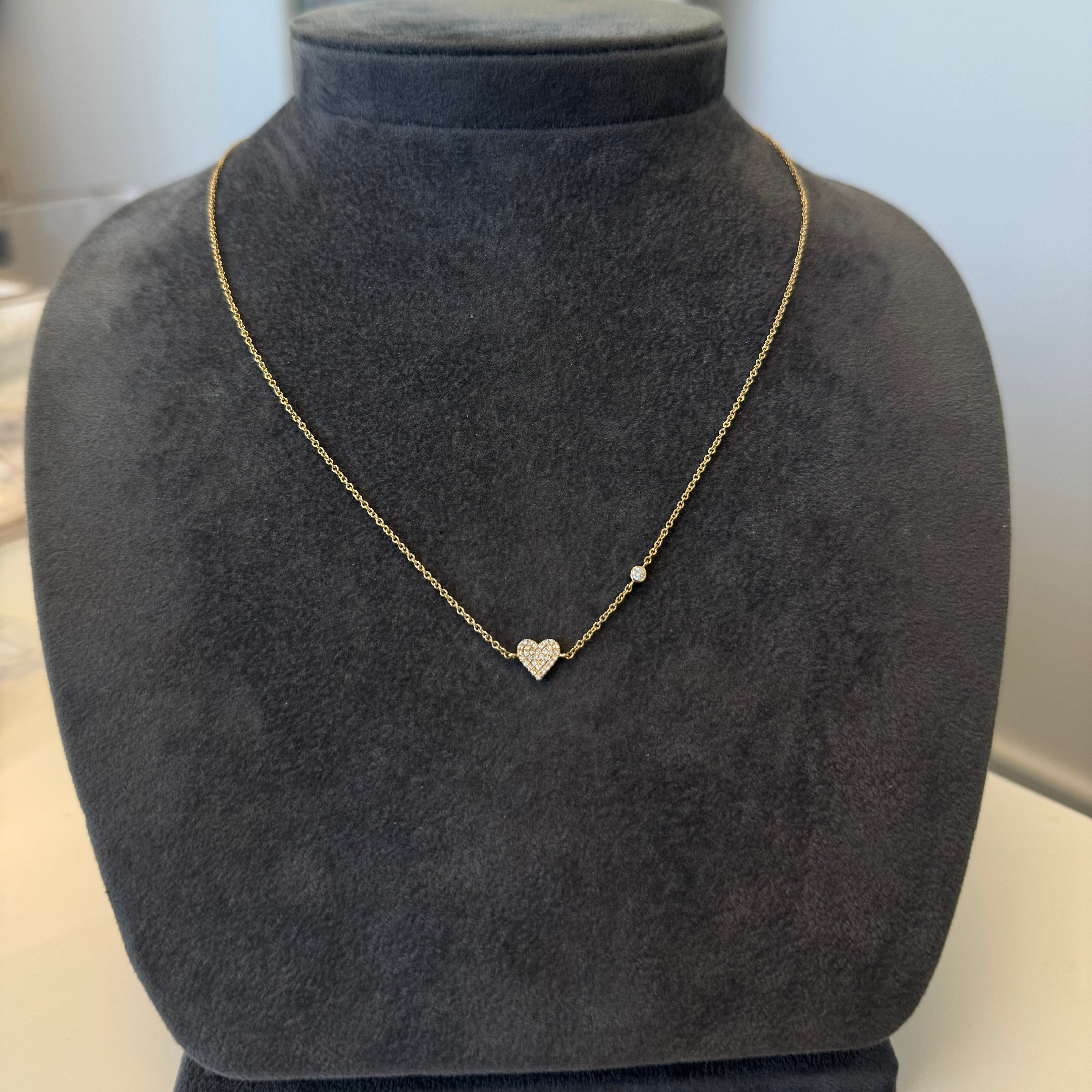 Pave Heart with bezel Necklace