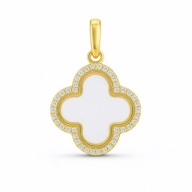 Pave Diamond Clover Glass Locket