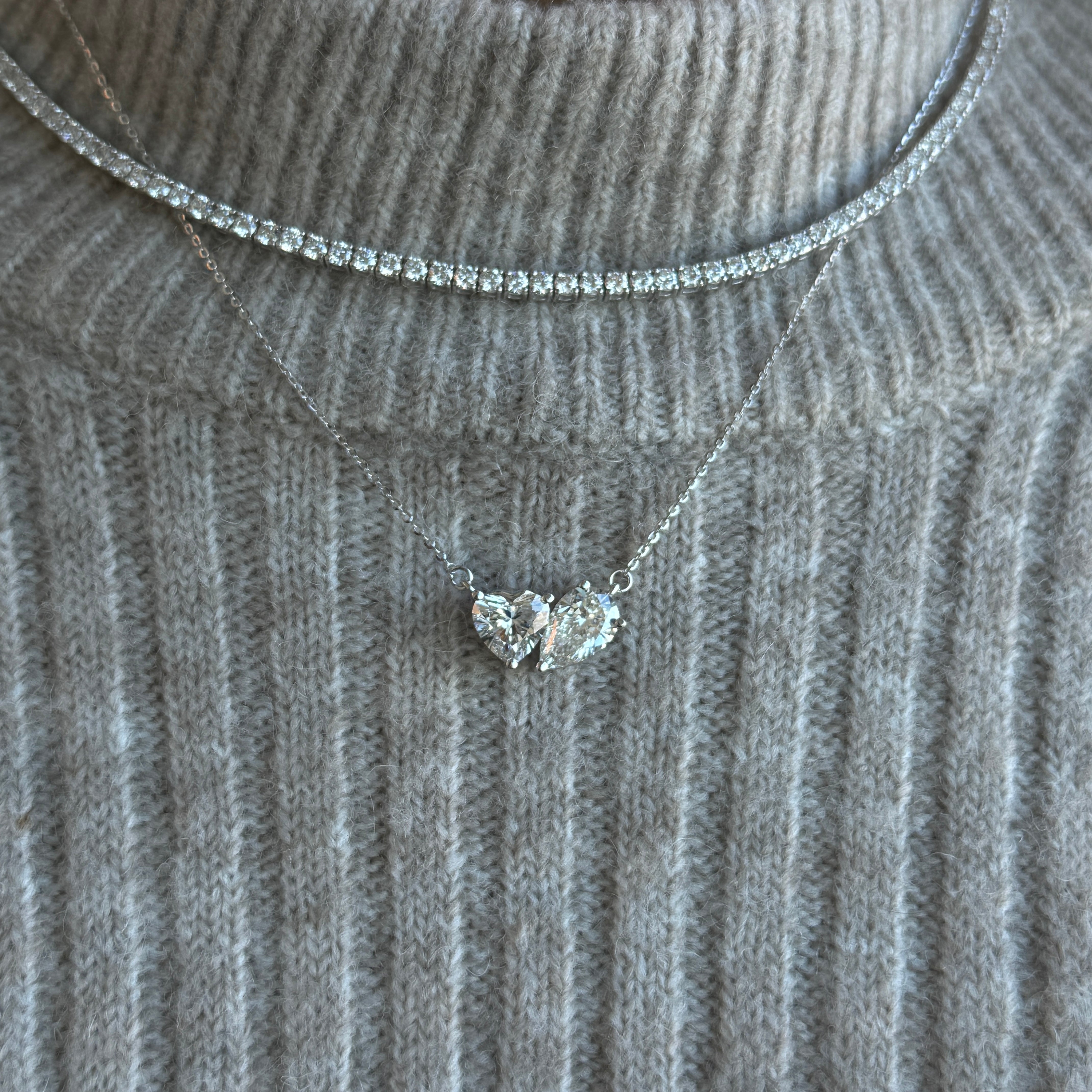 Toi-et-Moi Lab Diamond Necklace - IGI Certified