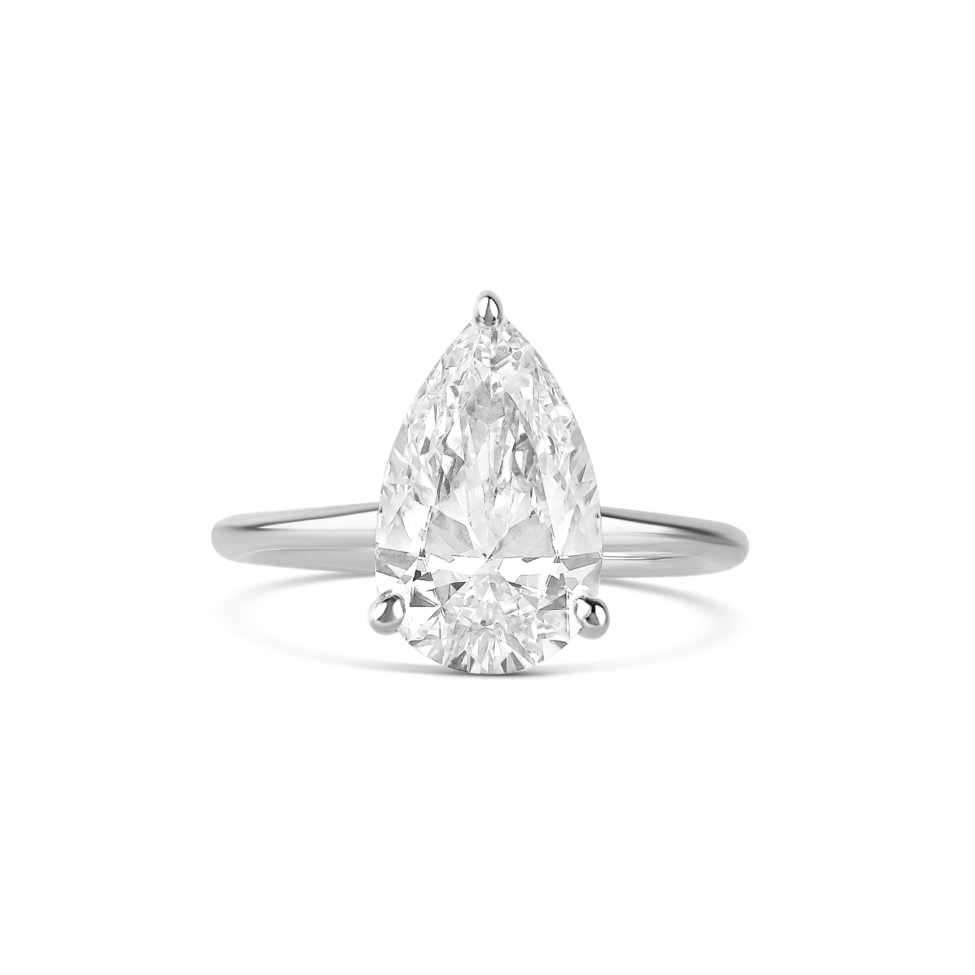 Pear Cut Lab Diamond on Thin Solid Band Ring - IGI Certified SAMPLE