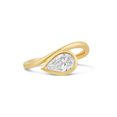 Bezel Pear Cut Wave Lab Diamond Ring