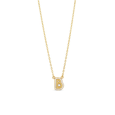 Helium "B" Enamel Outline Initial Necklace