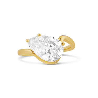Pear Cut Wave Lab Diamond Ring - IGI Certified
