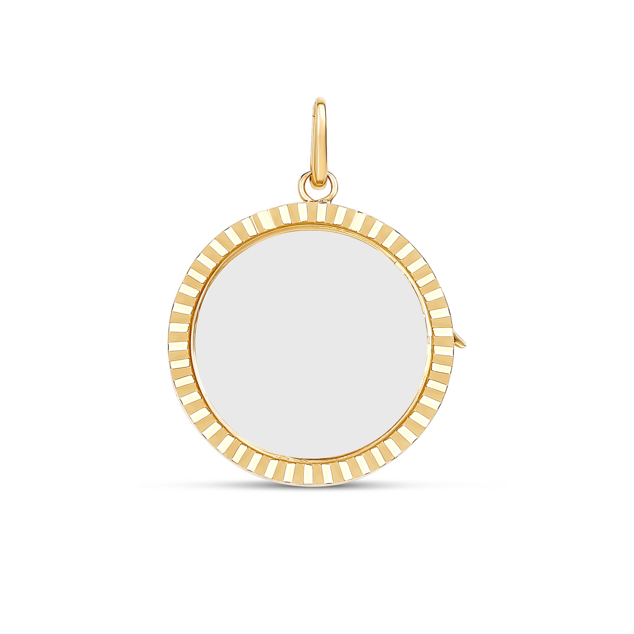 14k Gold Fluted Round Glass Charm Locket – 770FJ