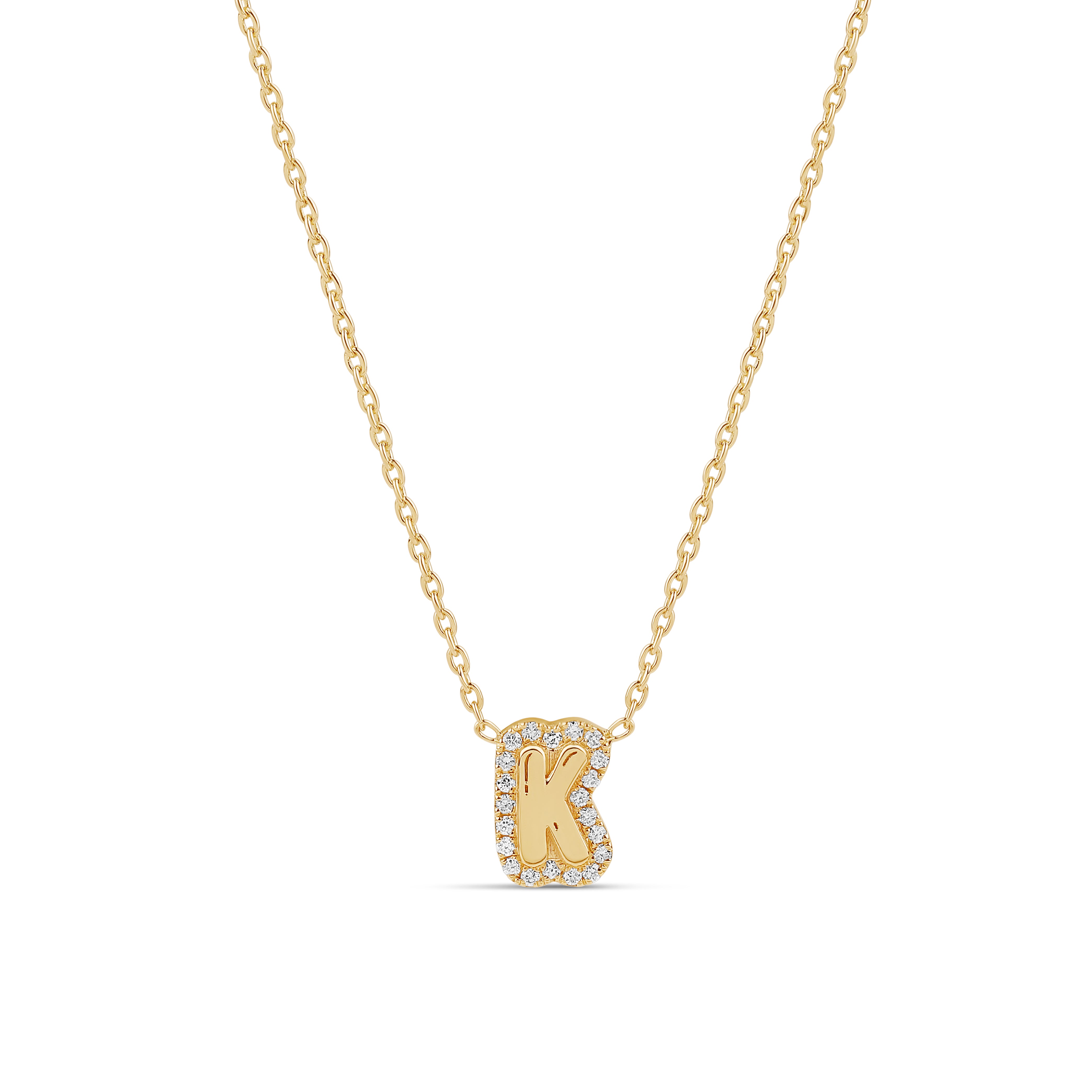 Diamond Outline Bubble Initial Necklace