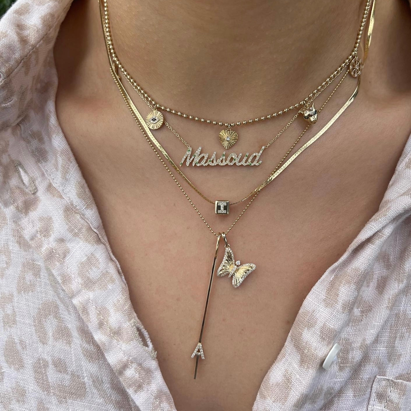 Diamond & Birthstone Pave Custom Name Necklace