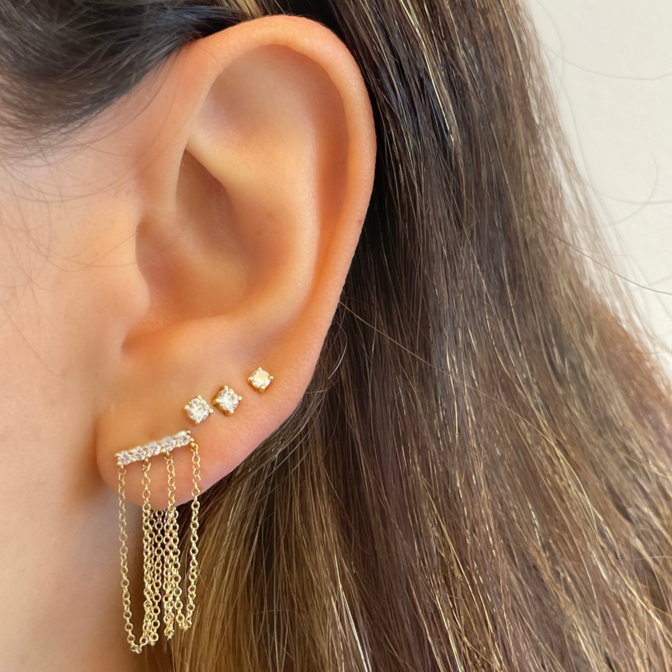 Diamond Bar Tassel Earrings