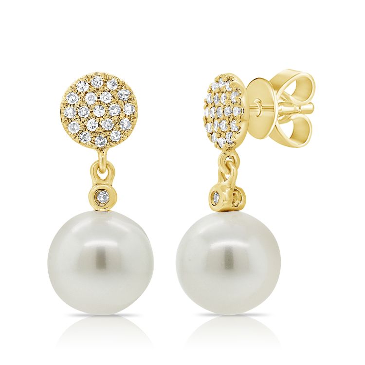 - Pearl Disc Pave Earrings -