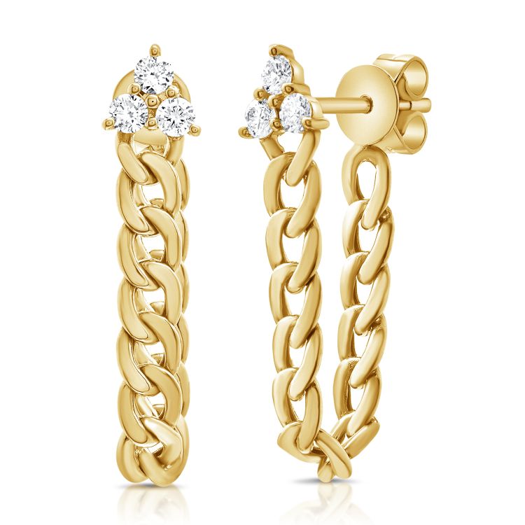 Cuban Chain Diamond Trio Studs