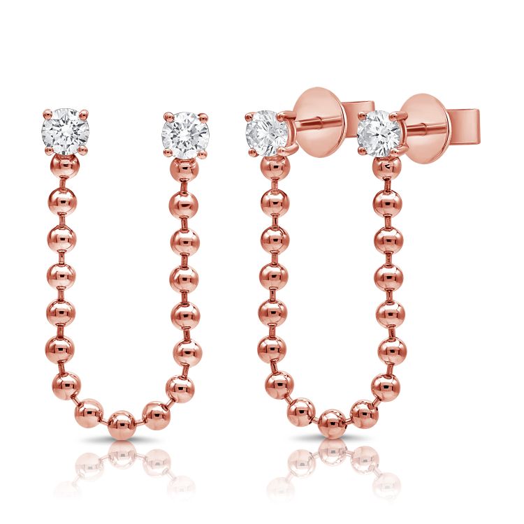 Moon Ball Drop Double Diamond Studs