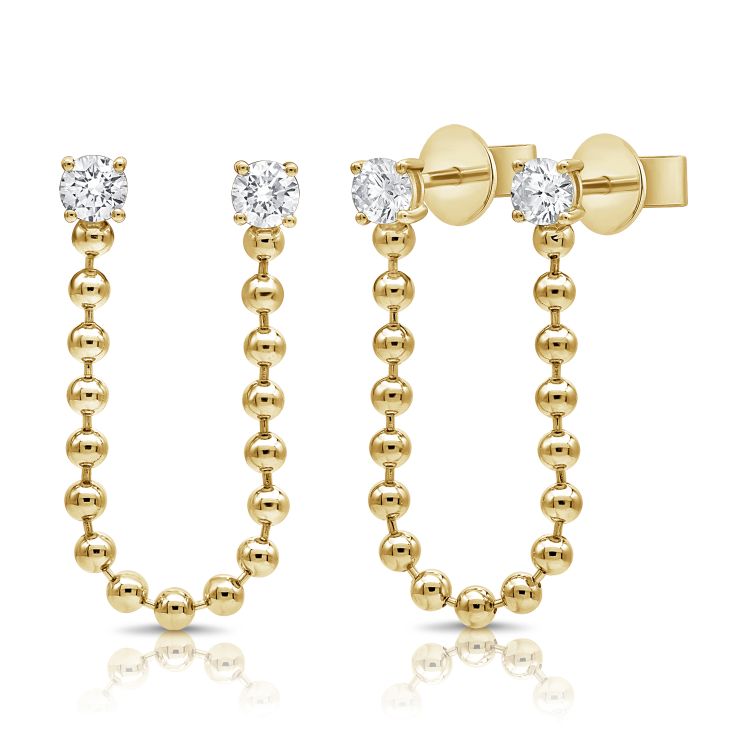 Moon Ball Drop Double Diamond Studs