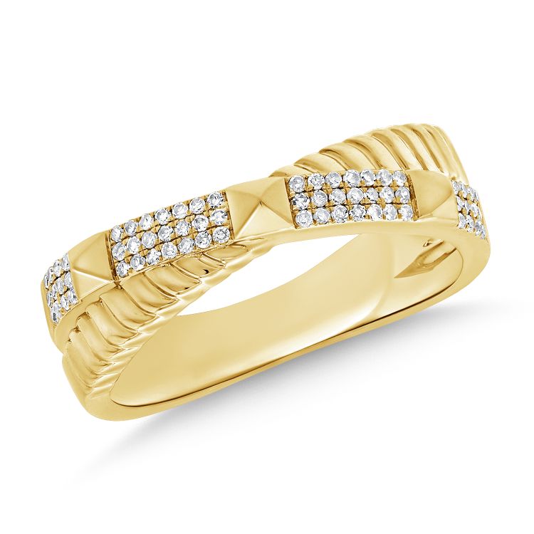 - Fluted and Stud Half Diamond Ring -