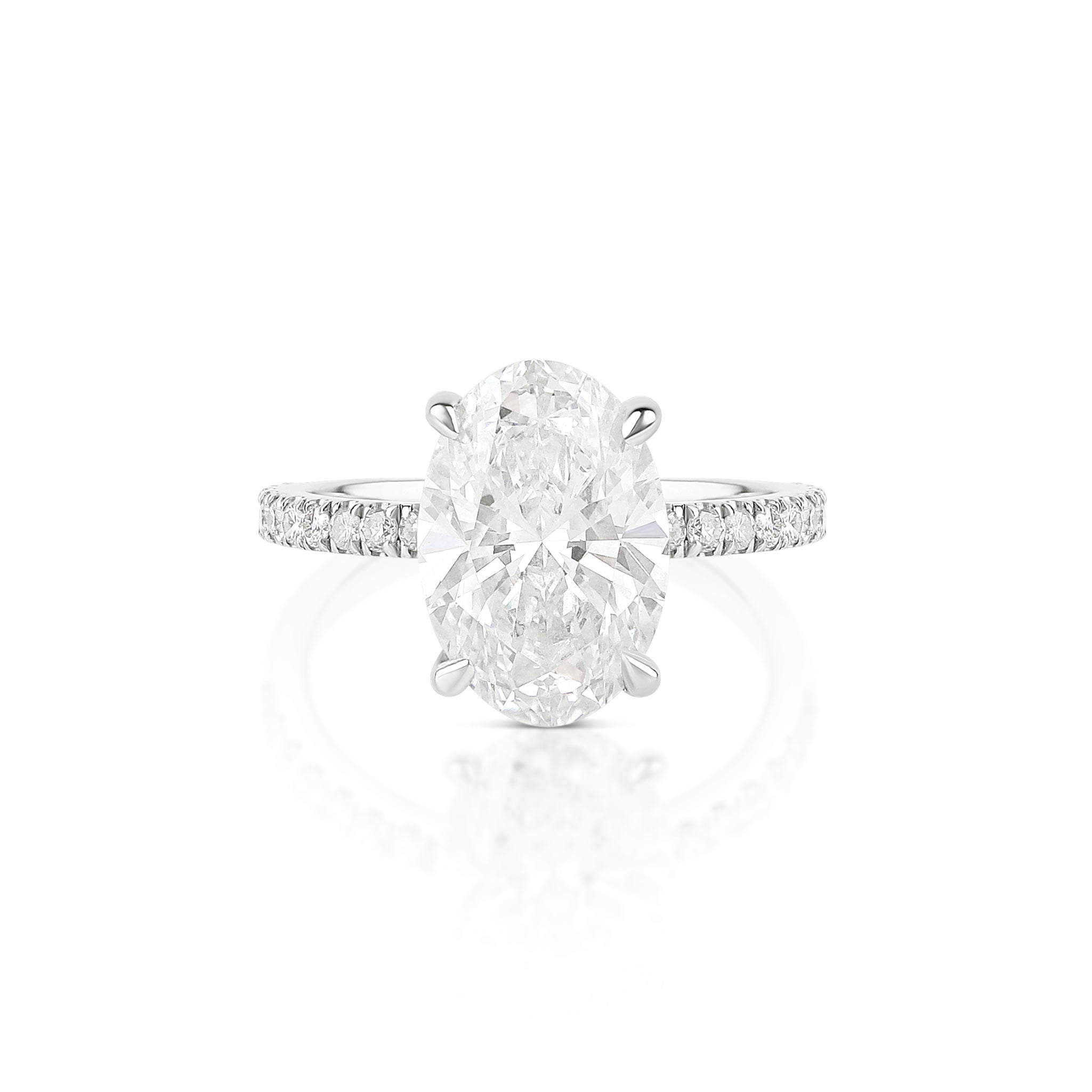 Oval Cut Lab Diamond on Pave Band Ring - IGI Certified