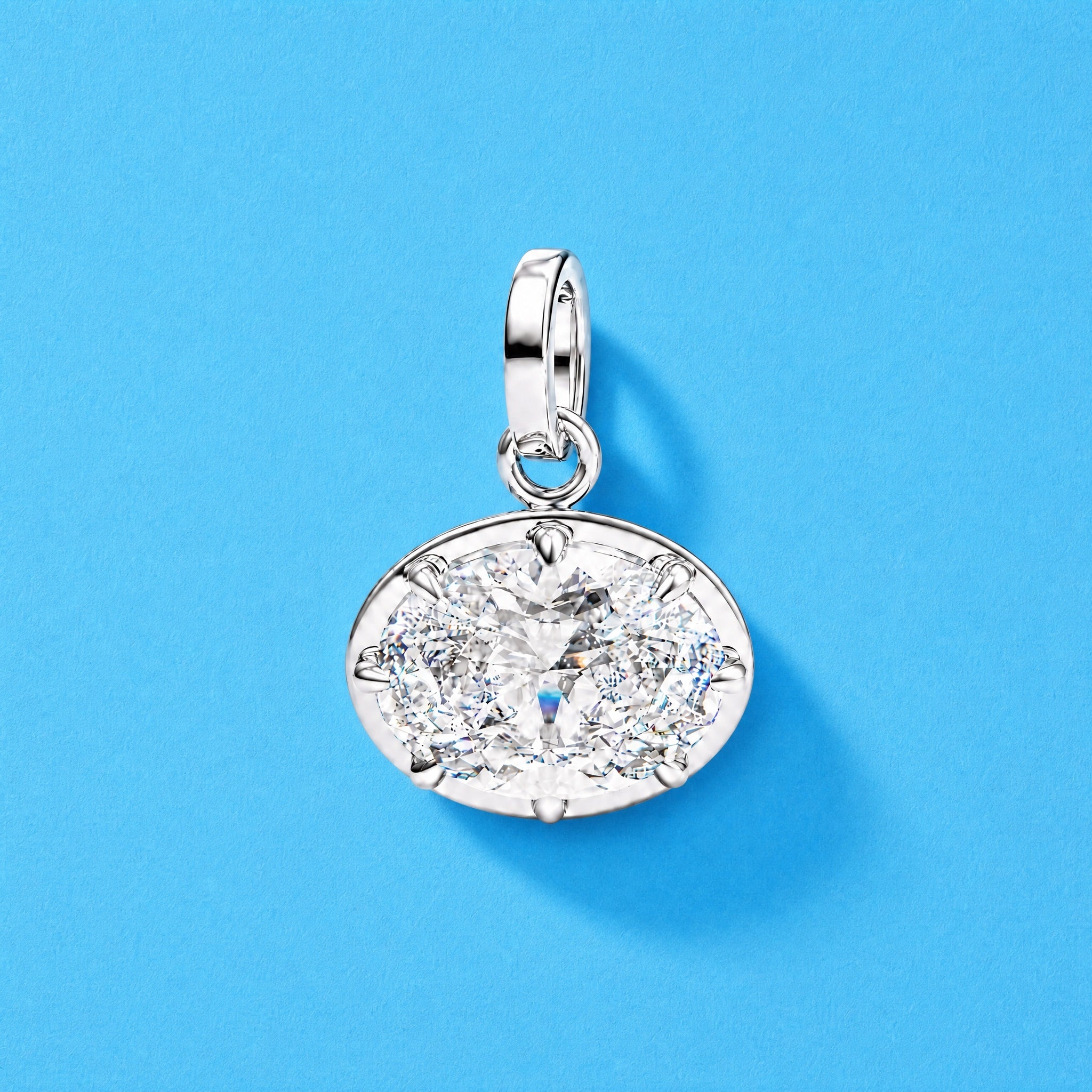 1.2ct Oval Diamond Charm / White Gold