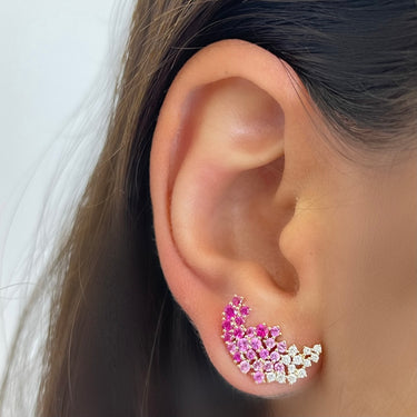 Scattered Ruby + Diamond Statement Earrings