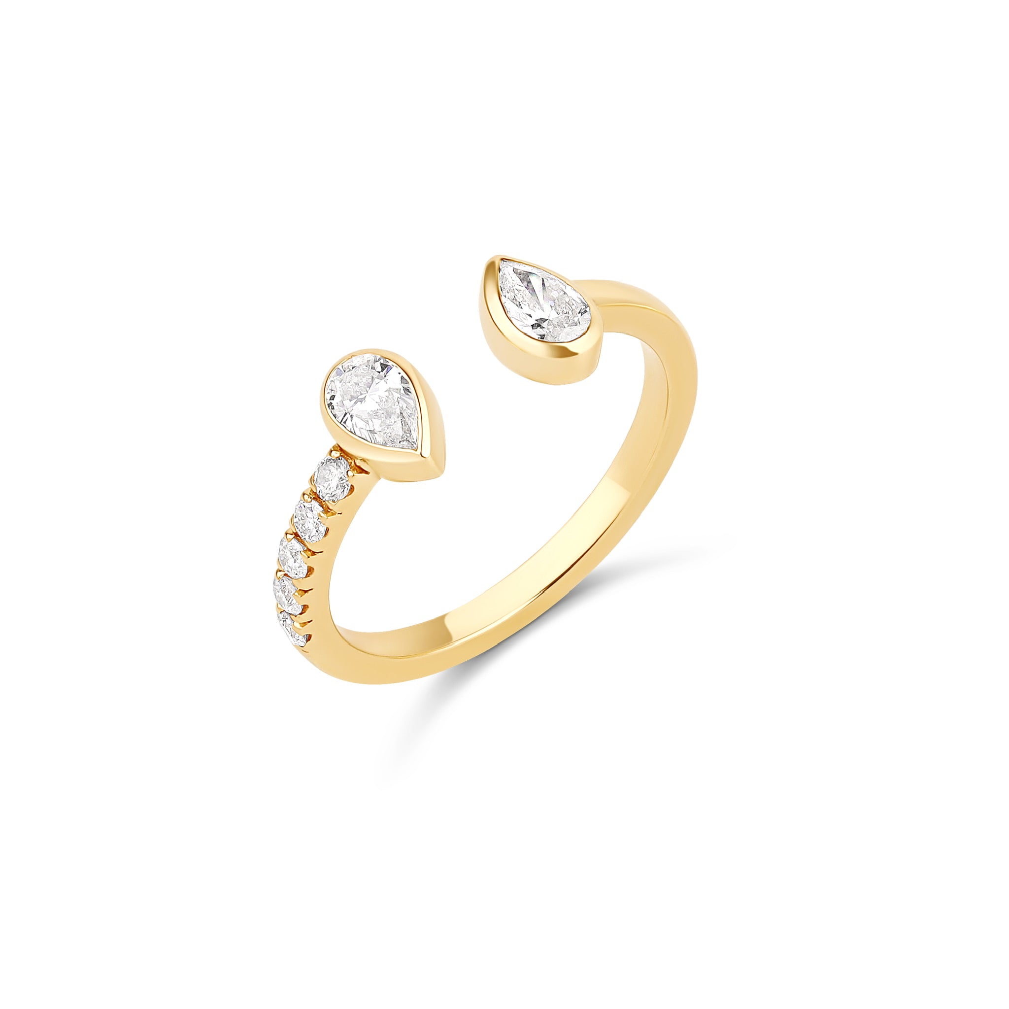 Multishape Diamond Bezels Statement Pave + Solid Cuff Ring