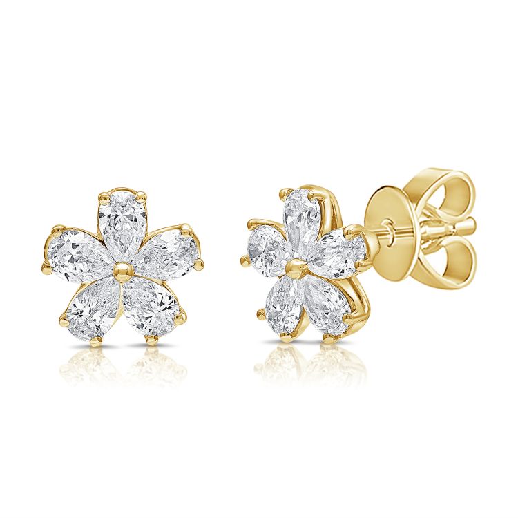 Pear Diamond Fancy Cut Flower Studs