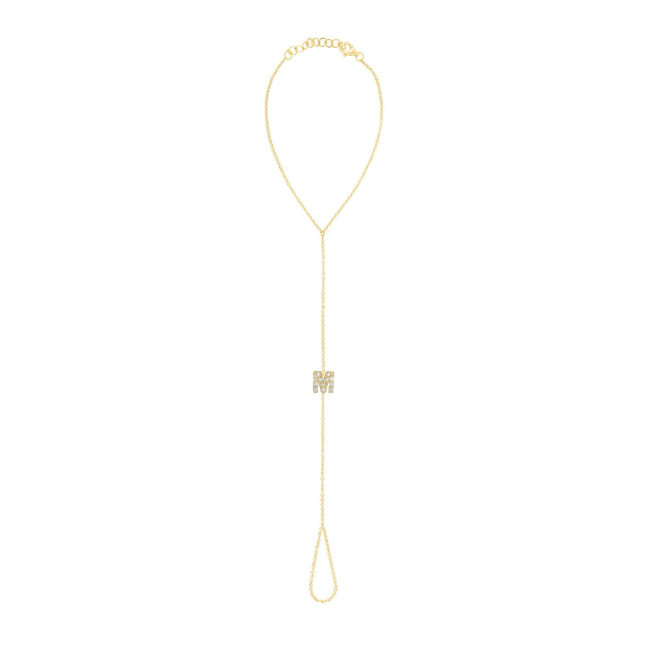 Diamond Initial Hand Chain Bracelet