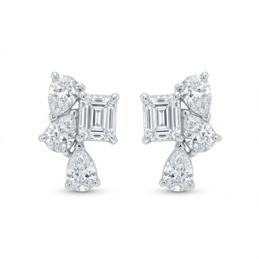 Pear-Emerald Natural Diamond Studs