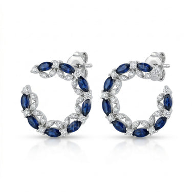 Blue Sapphire C Natural Diamond Studs
