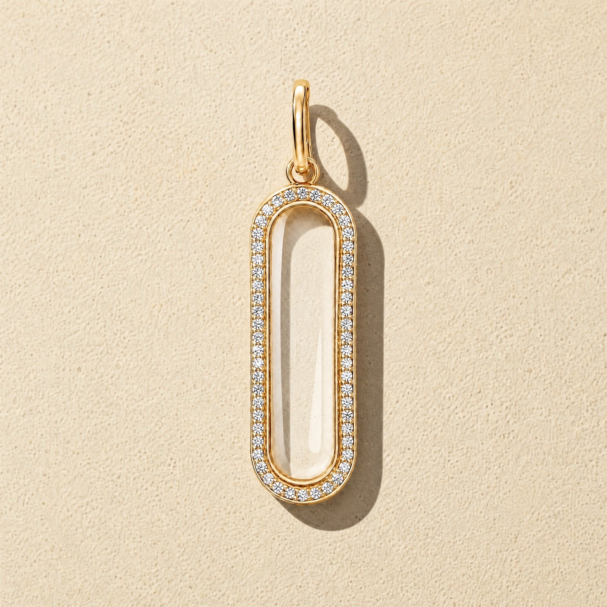 Diamond Oval Glass Charm Locket