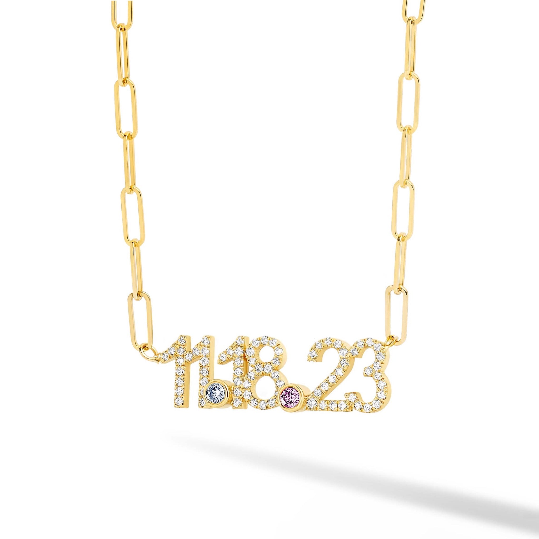 Custom Diamond Date on PaperClip Necklace