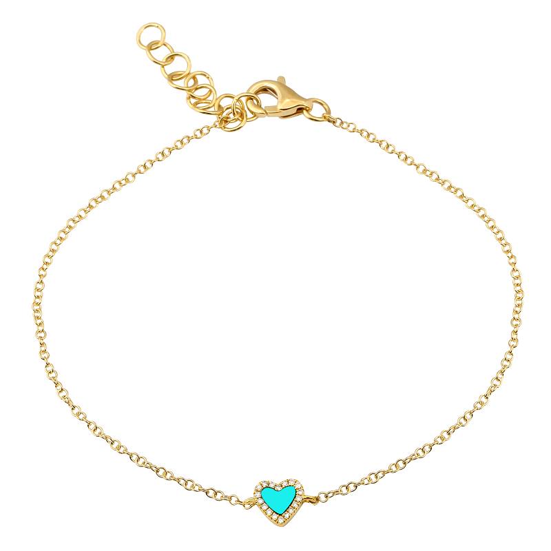 - Turquoise Heart Diamond Bracelet -