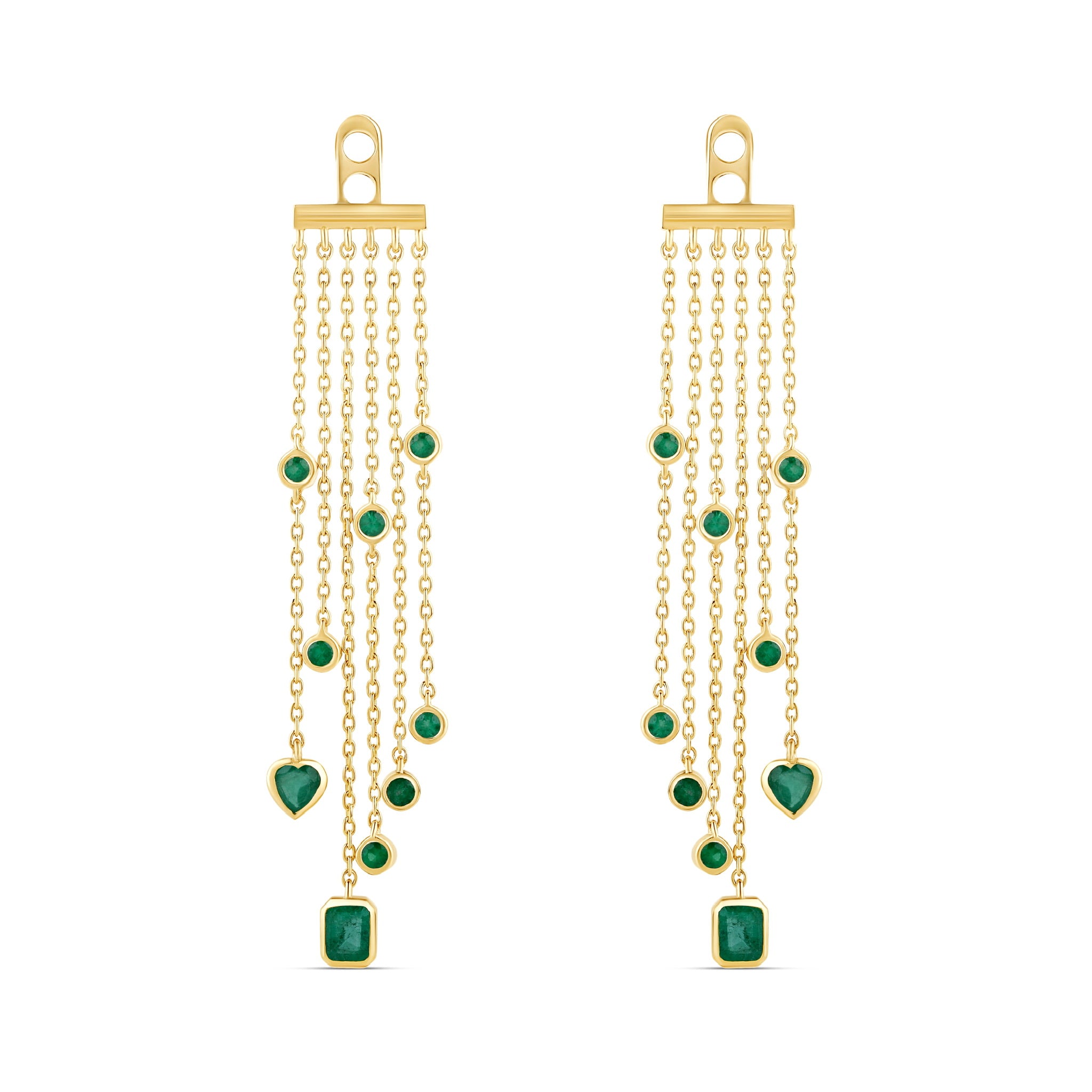 Mixed Shape Bezels Gemstone Tassel Earring Back Charm (PAIR)