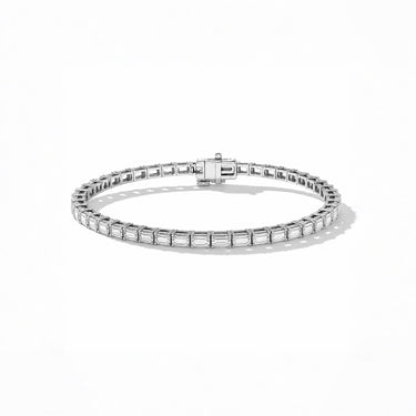 6.97ct Emerald Cut Tennis Bracelet - Lab Diamonds