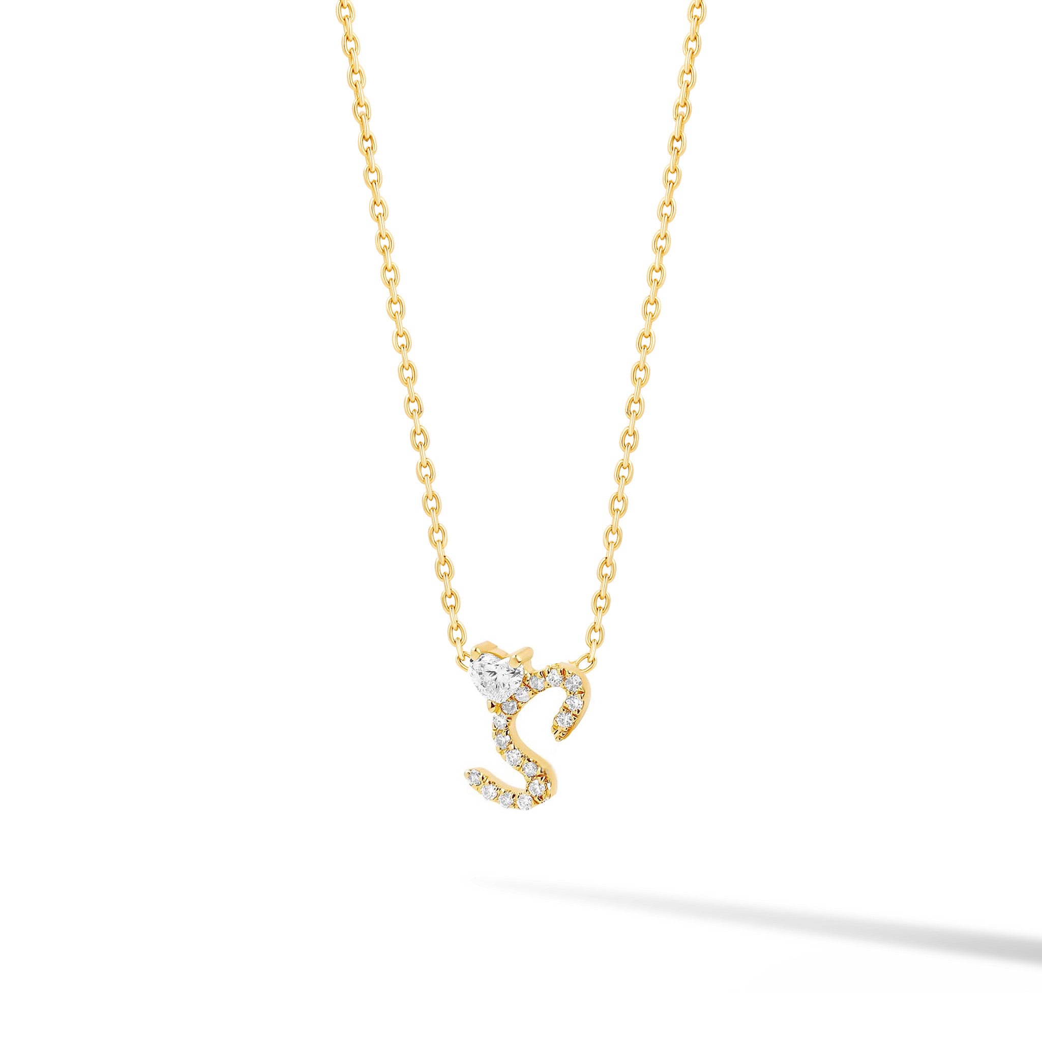 Diamond Initial with Floating Heart Diamond