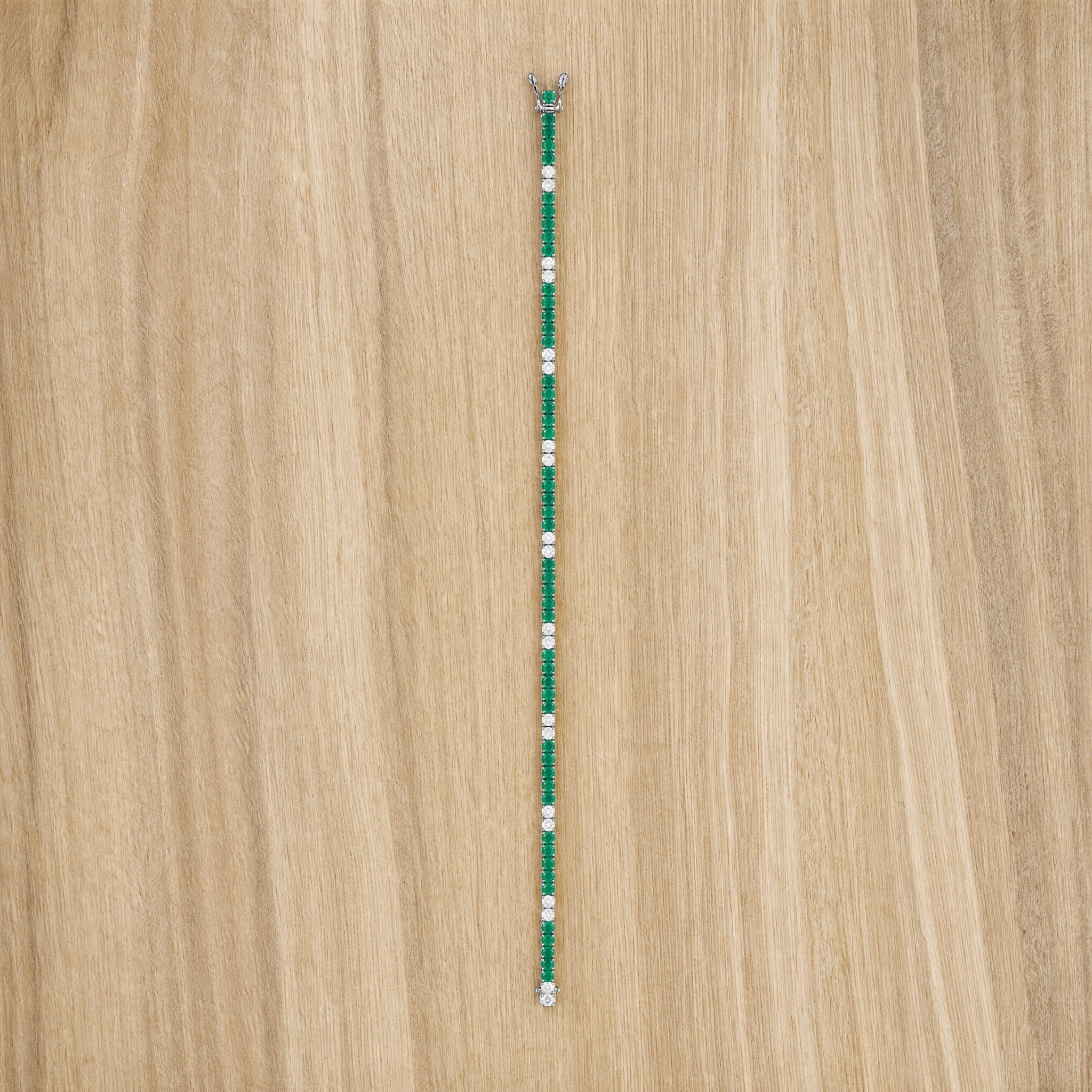 Natural Emerald Diamond Tennis Bracelet